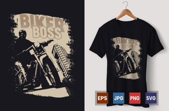 Biker Boss Motorcycle Vector Graphic: Ride or Die Design