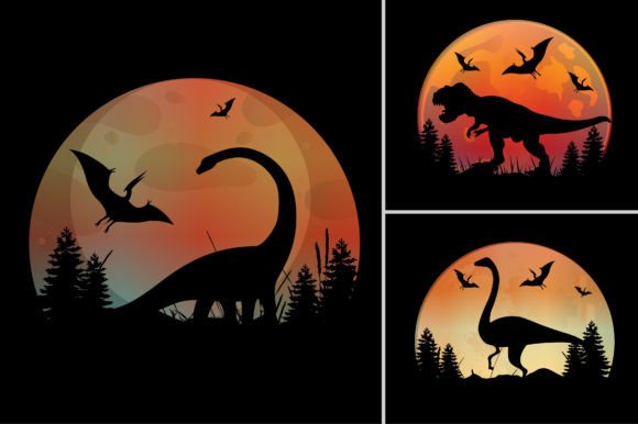 Dinosaur Sunset T-Shirt Design: Retro Vintage Appeal