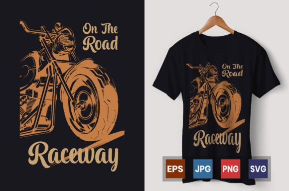 On the Road Raceway Motorcycle Graphic: A Bold Design Asset